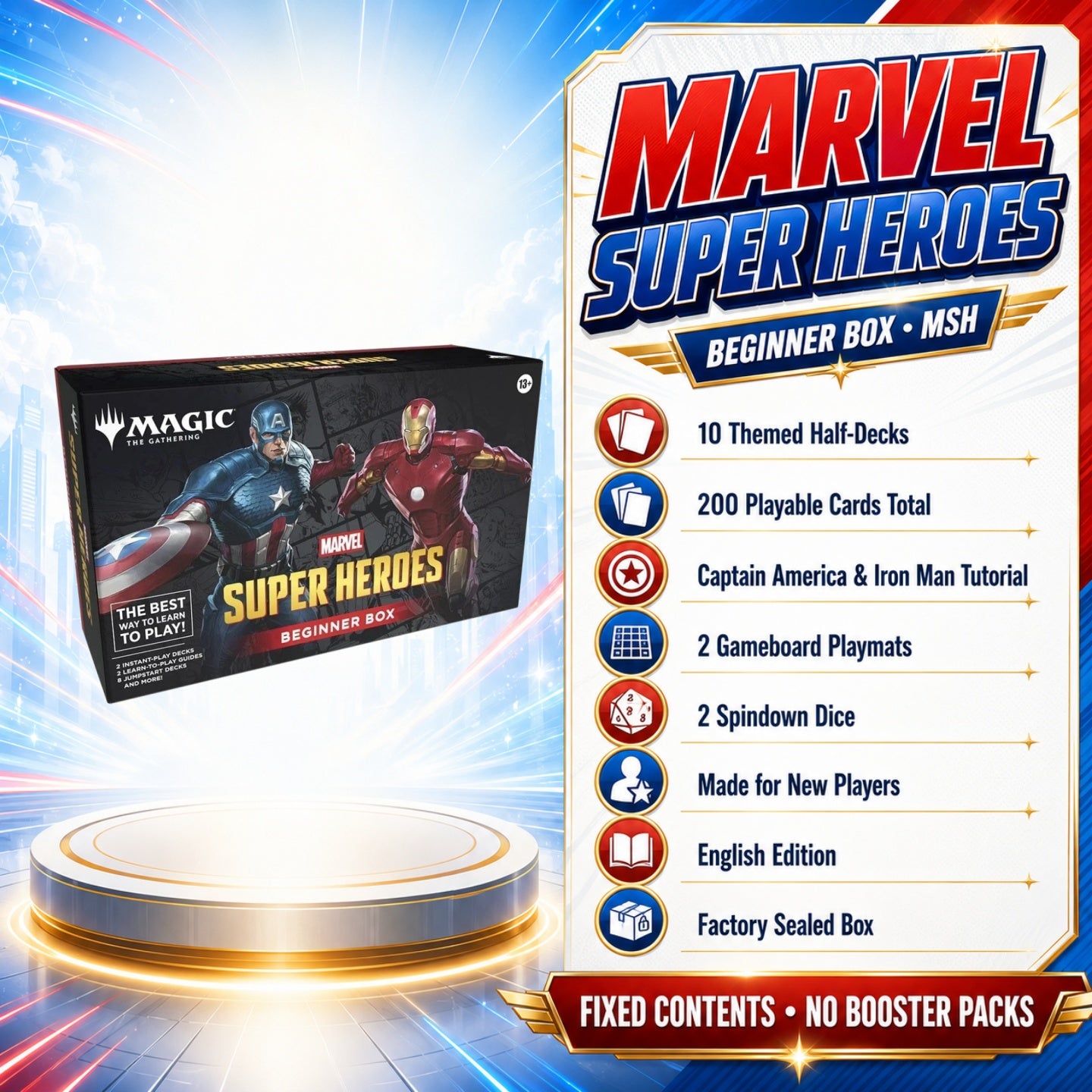 Magic: The Gathering Marvel Super Heroes MSH Captain America & Iron Man Beginner Box English Factory Sealed, Great Gift for New Players-3