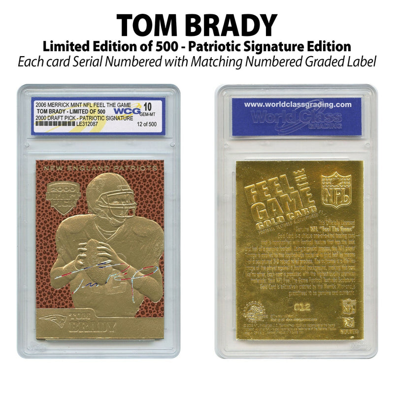TOM BRADY NFL FEEL THE GAME Patriotic Signature Gold Card Limited S/N 500 GM10-1