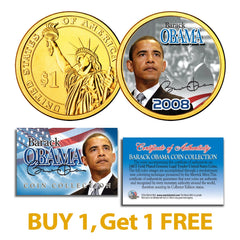 BARACK OBAMA Inauguration Presidential $1 Dollar US Coin 24K Gold Plated - BOGO-1