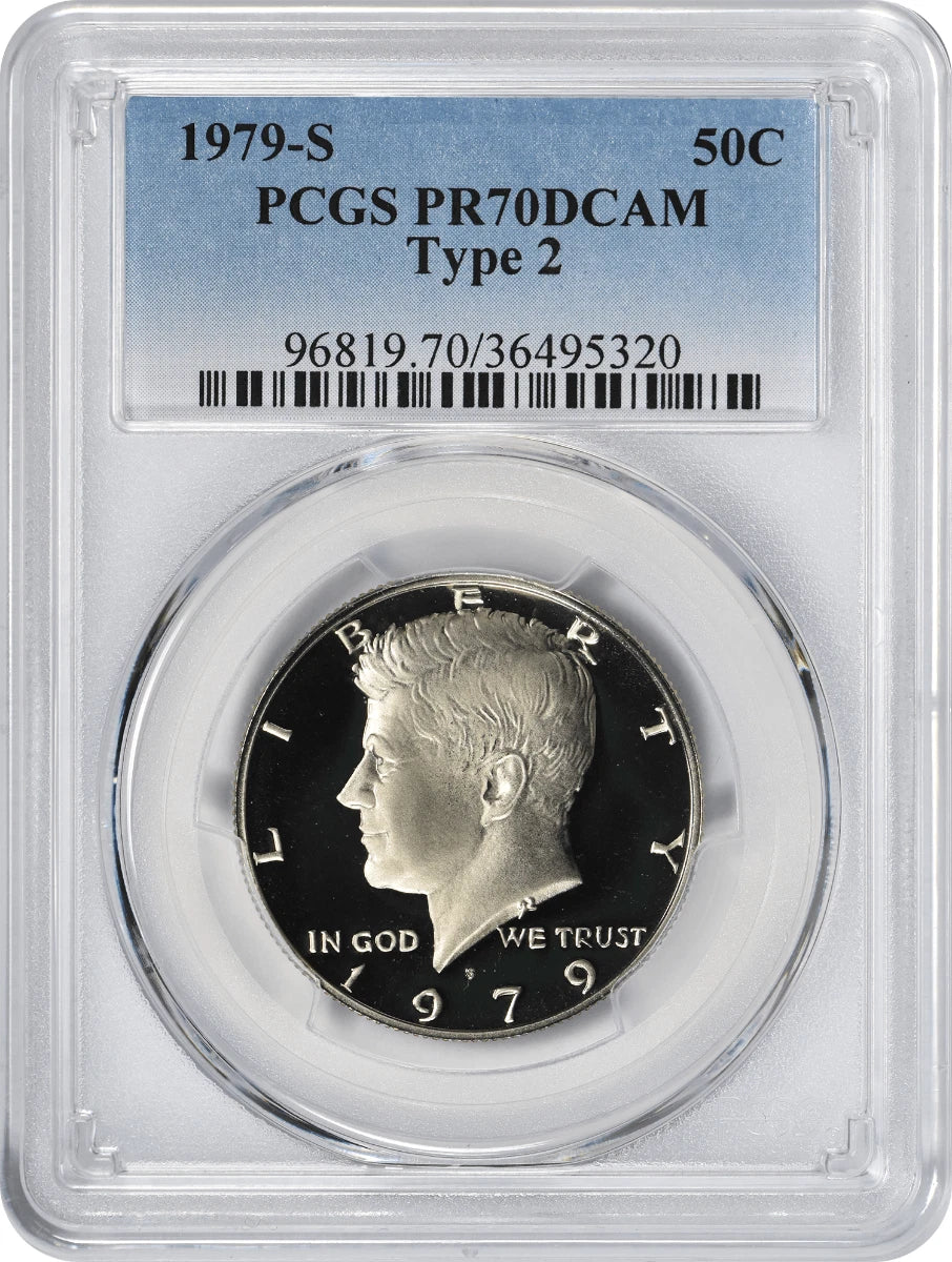 1979-S Type 2 Kennedy Half PR70DCAM PCGS Proof 70 Deep Cameo "Clear S"-1