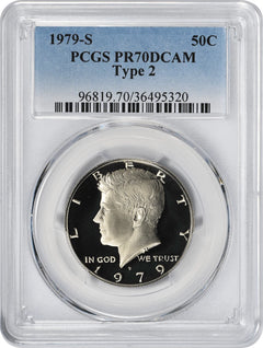 1979-S Type 2 Kennedy Half PR70DCAM PCGS Proof 70 Deep Cameo "Clear S"-1