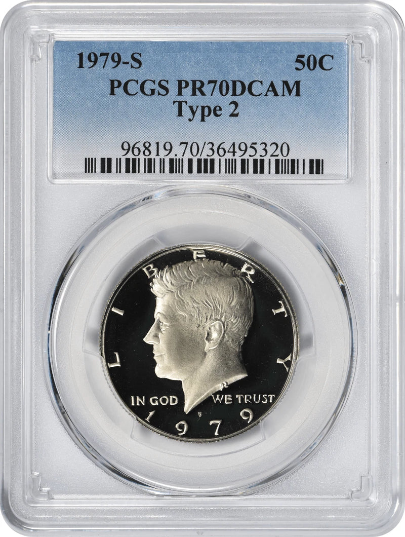 1979-S Type 2 Kennedy Half PR70DCAM PCGS Proof 70 Deep Cameo "Clear S"-1