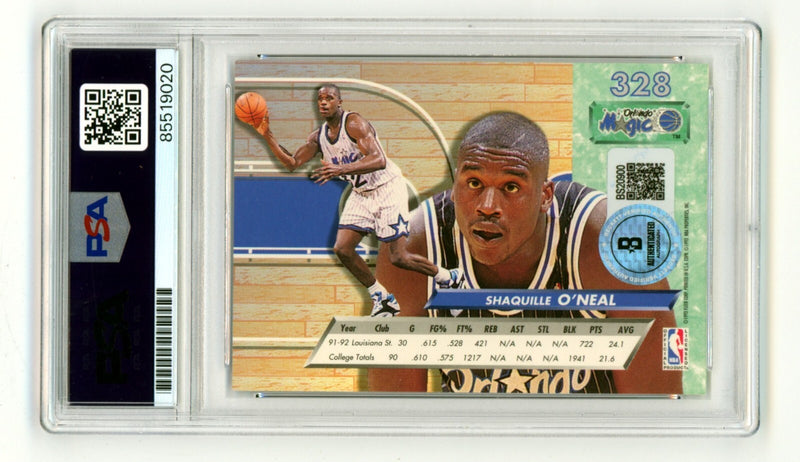 Shaquille O'Neal 1992-93 Fleer Ultra #328 Rookie RC Signed PSA 10 Auto BAS Shaq-2