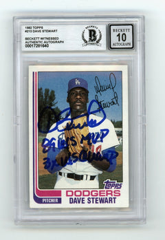 Dave Stewart 1982 Topps #213 Signed Rookie RC w/ 2 Ins Beckett BGS 10 Auto-1