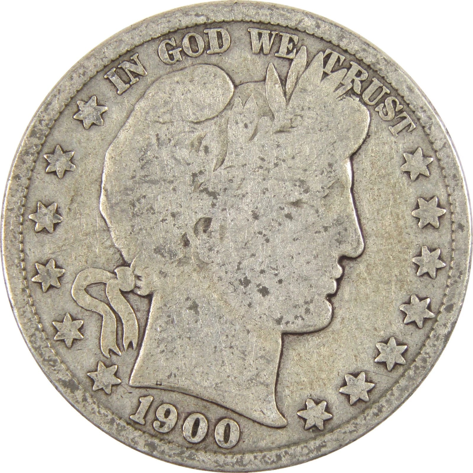 1900 Barber Half Dollar Circulated Silver 50c Coin Collectible