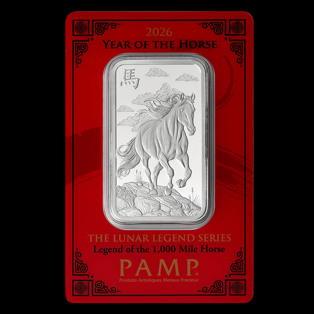 2026 PAMP 1 oz Silver Bar Lunar Legends Year of the Horse | In Assay Card-7
