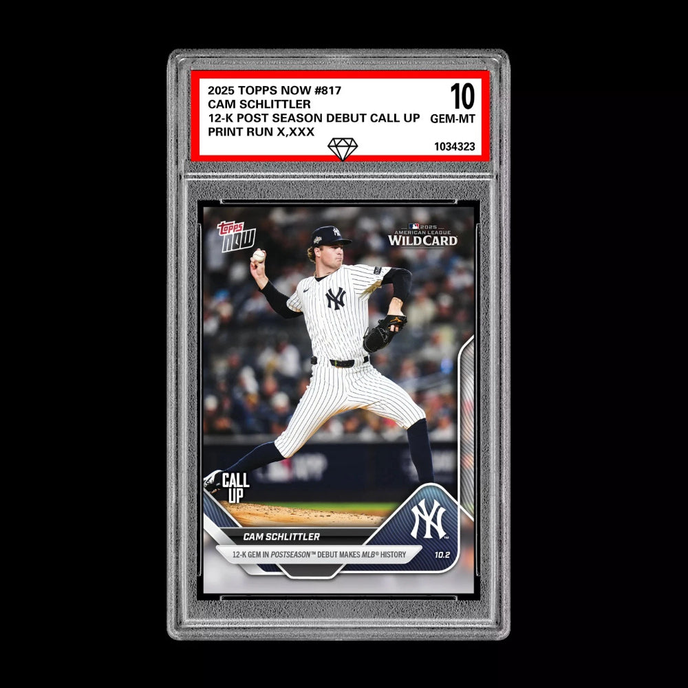 Graded 10 Cam Schlittler #817 2025 MLB Topps Now 12-K Post RC Rookie Card-1
