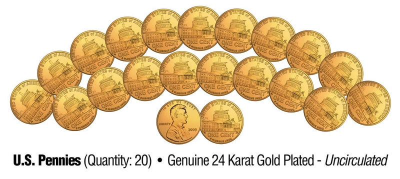 2009 Uncirculated 24K Gold LINCOLN PRESIDENCY Bicentennial US Pennies (Lot of 20-1
