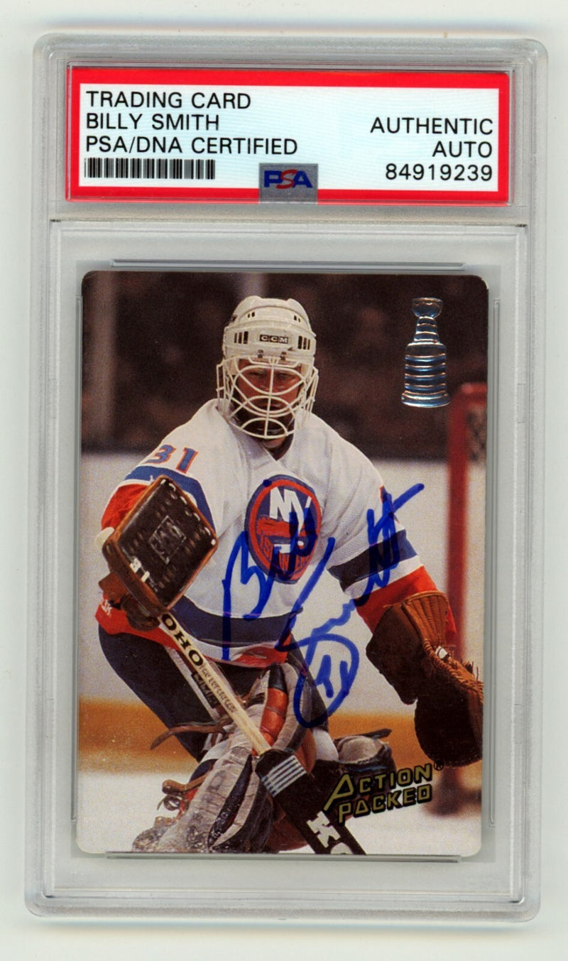 Billy Smith 1993 Action Packed #3 Signed PSA Authentic Auto NY Islanders HOF-1