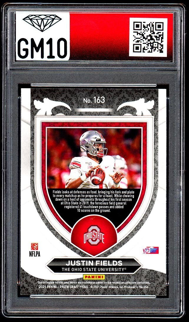 JUSTIN FIELDS 2021 PANINI SILVER PRIZM DRAFT PICKS GM10 GRADED 10 ROOKIE CARD RC-2