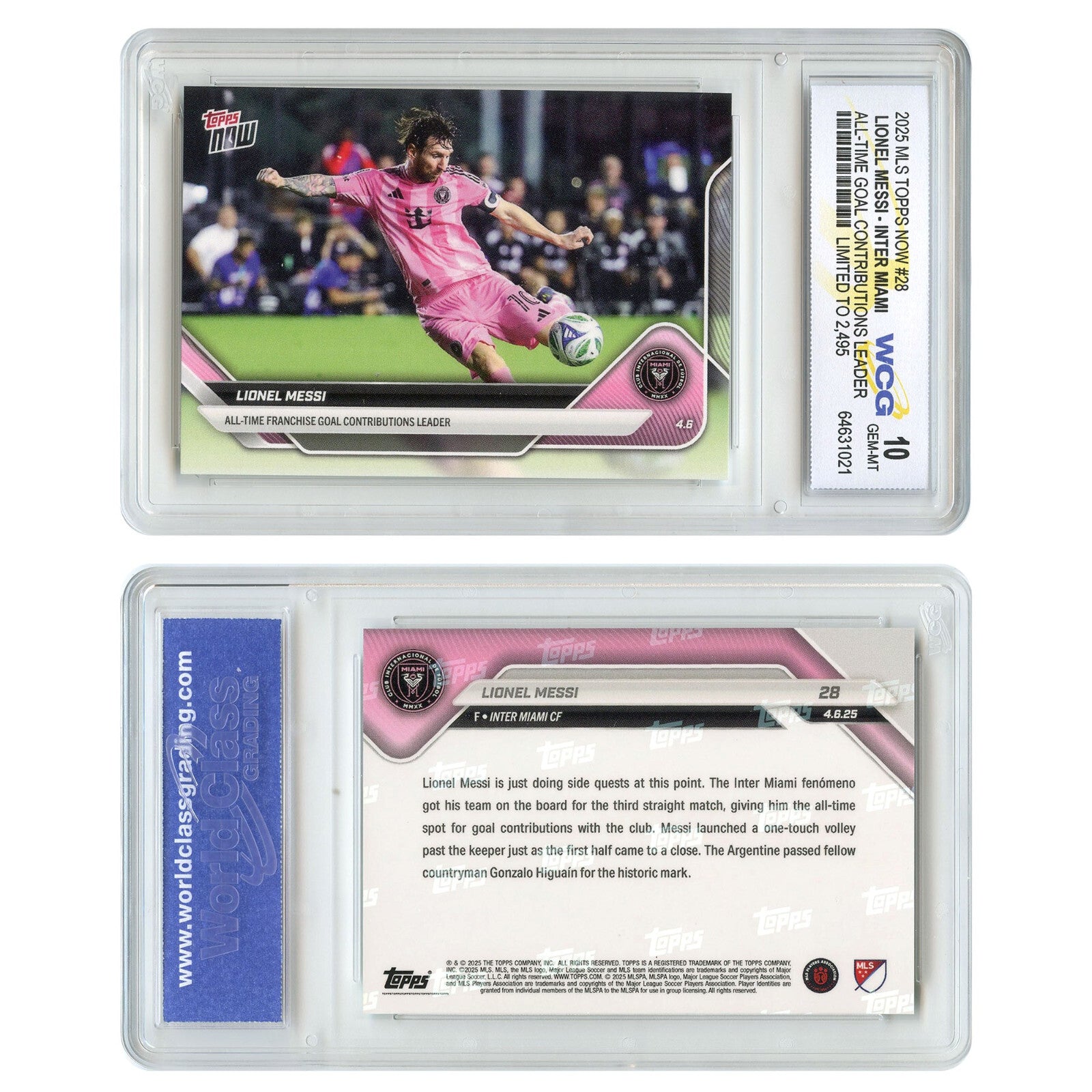 2025 MLS Topps LIONEL MESSI Miami Card #28 Goal Contributions Leader GEM-MINT 10-3