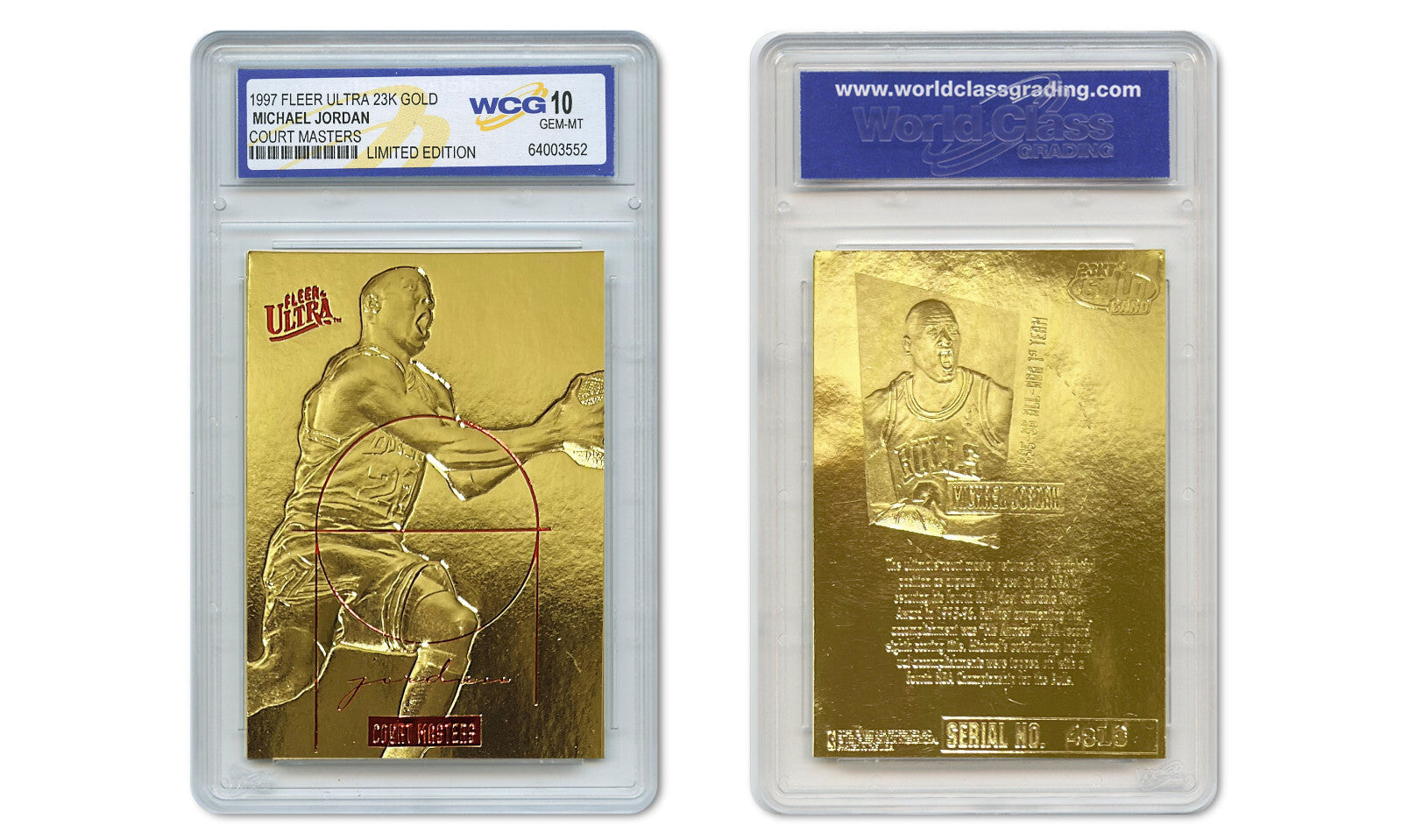 1997 MICHAEL JORDAN FLEER ULTRA Court Masters 23K GOLD CARD - GRADED GEM-MINT 10-1