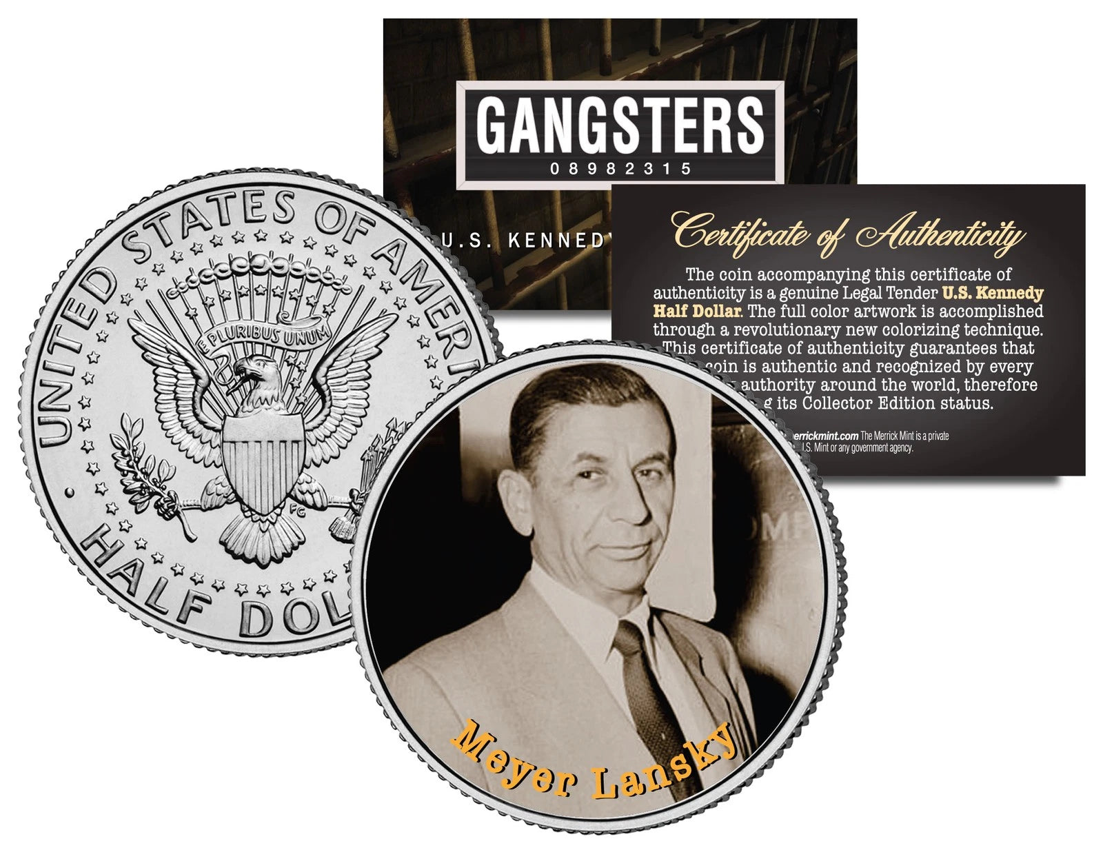 MEYER LANSKY Gambler Gangster Mob JFK Kennedy Half Dollar U.S. Colorized Coin-1