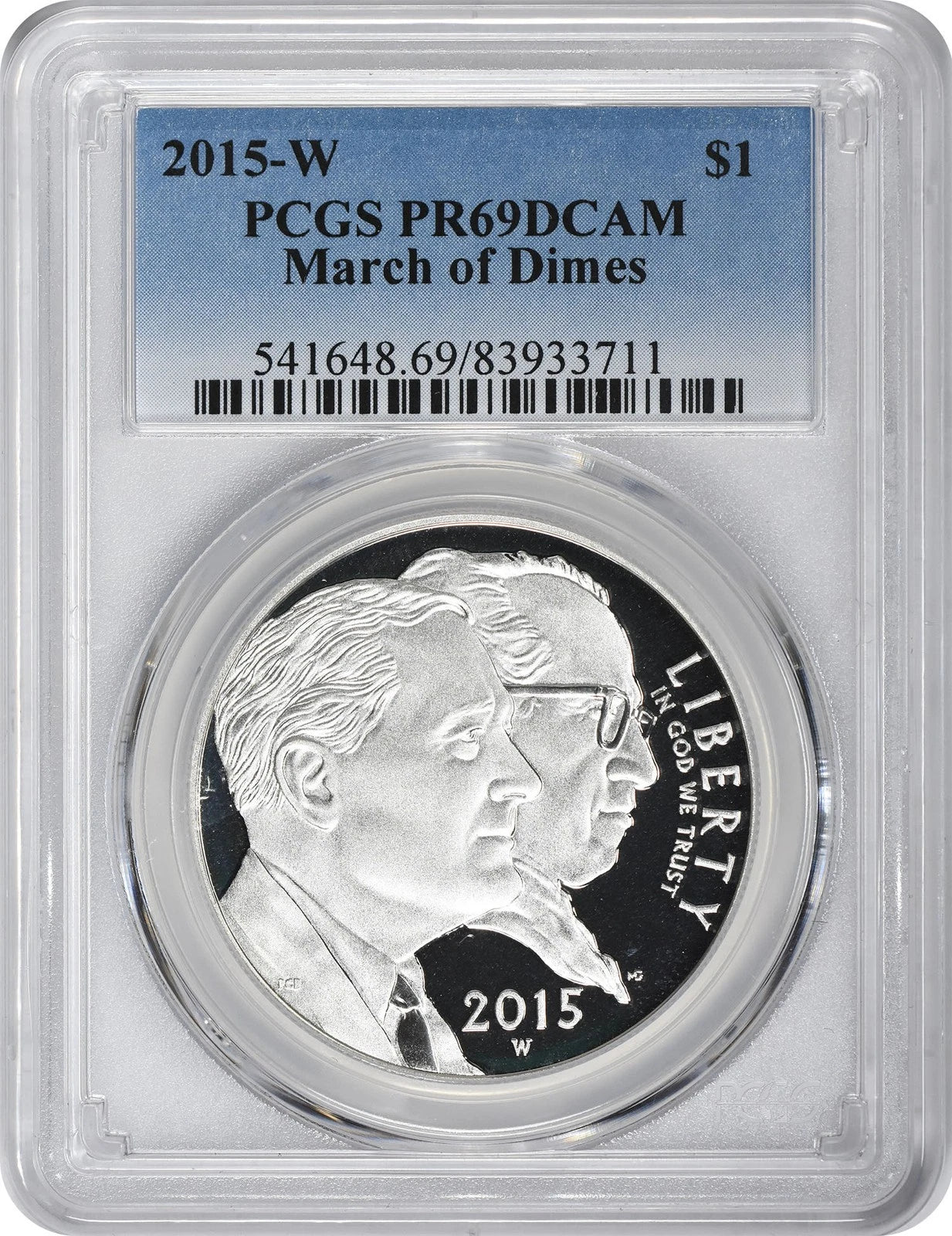 2015-W March of Dimes Silver Commemorative Dollar PR69DCAM PCGS