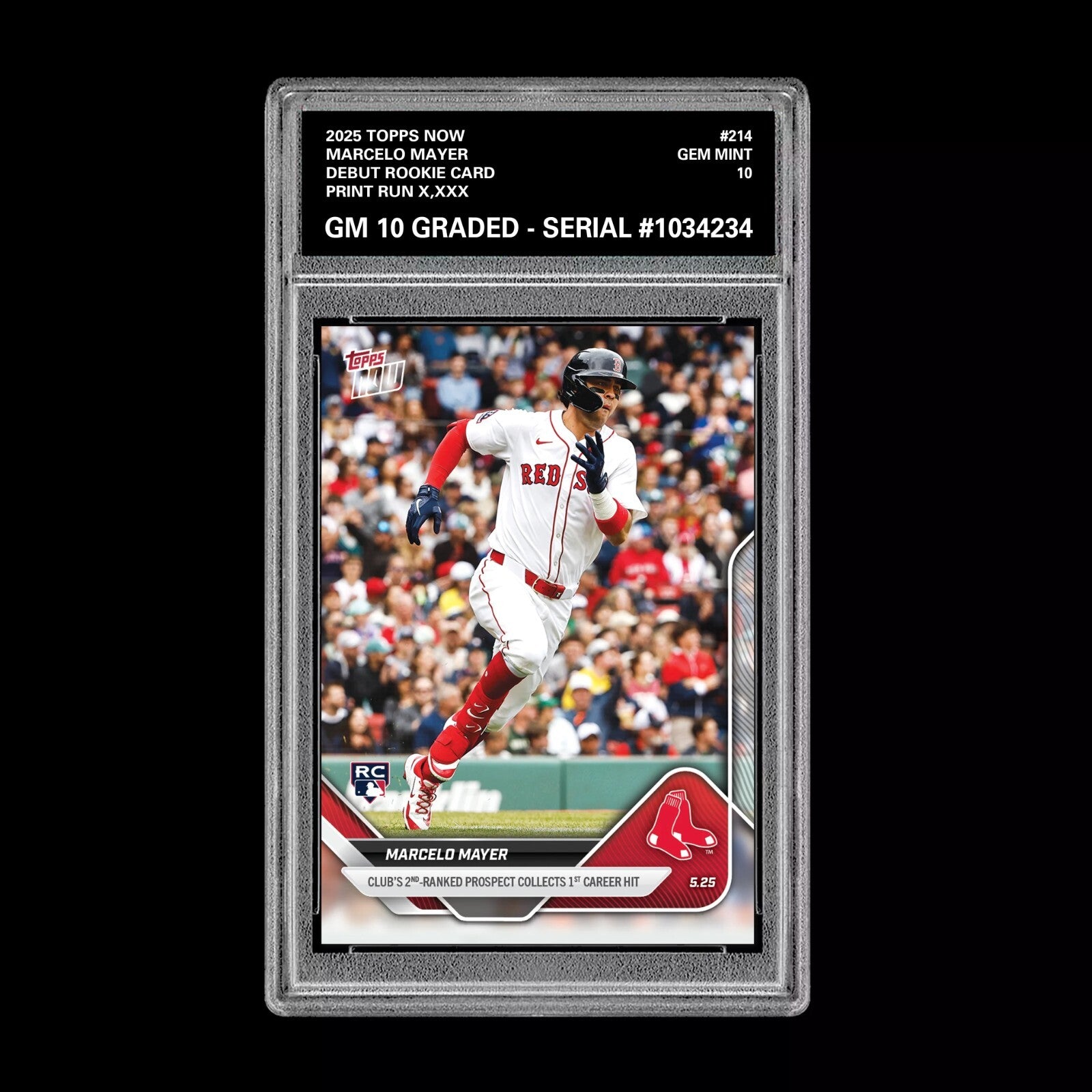 Graded 10 MARCELO MAYER 1st MLB HIT 2025 Topps Now #214 RC Rookie DEBUT-1