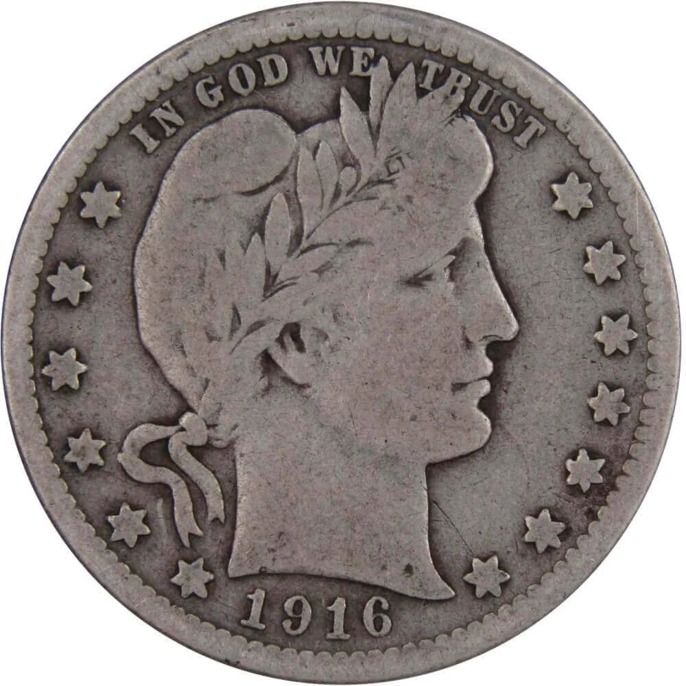 1916 D Barber Quarter VG Very Good 90% Silver 25c US Type Coin Collectible-1
