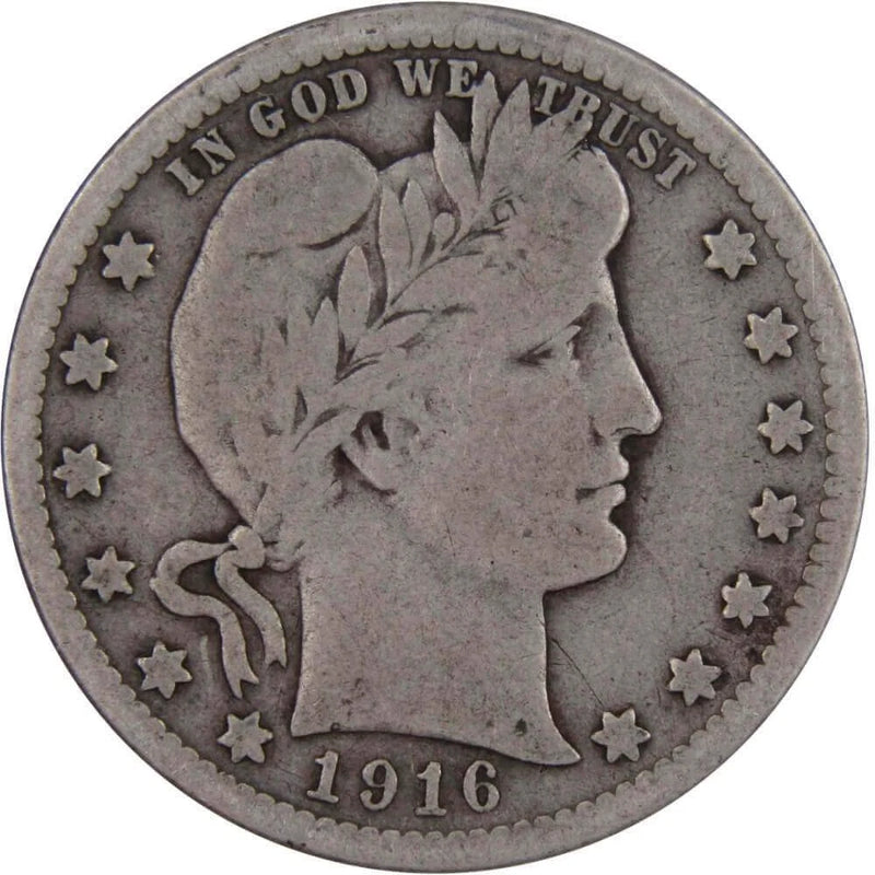 1916 D Barber Quarter VG Very Good 90% Silver 25c US Type Coin Collectible-1