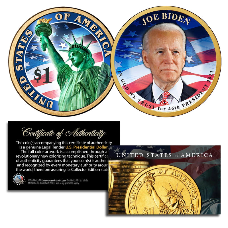 JOE BIDEN 46th President Official Colorized Presidential Dollar $1 Coin-1