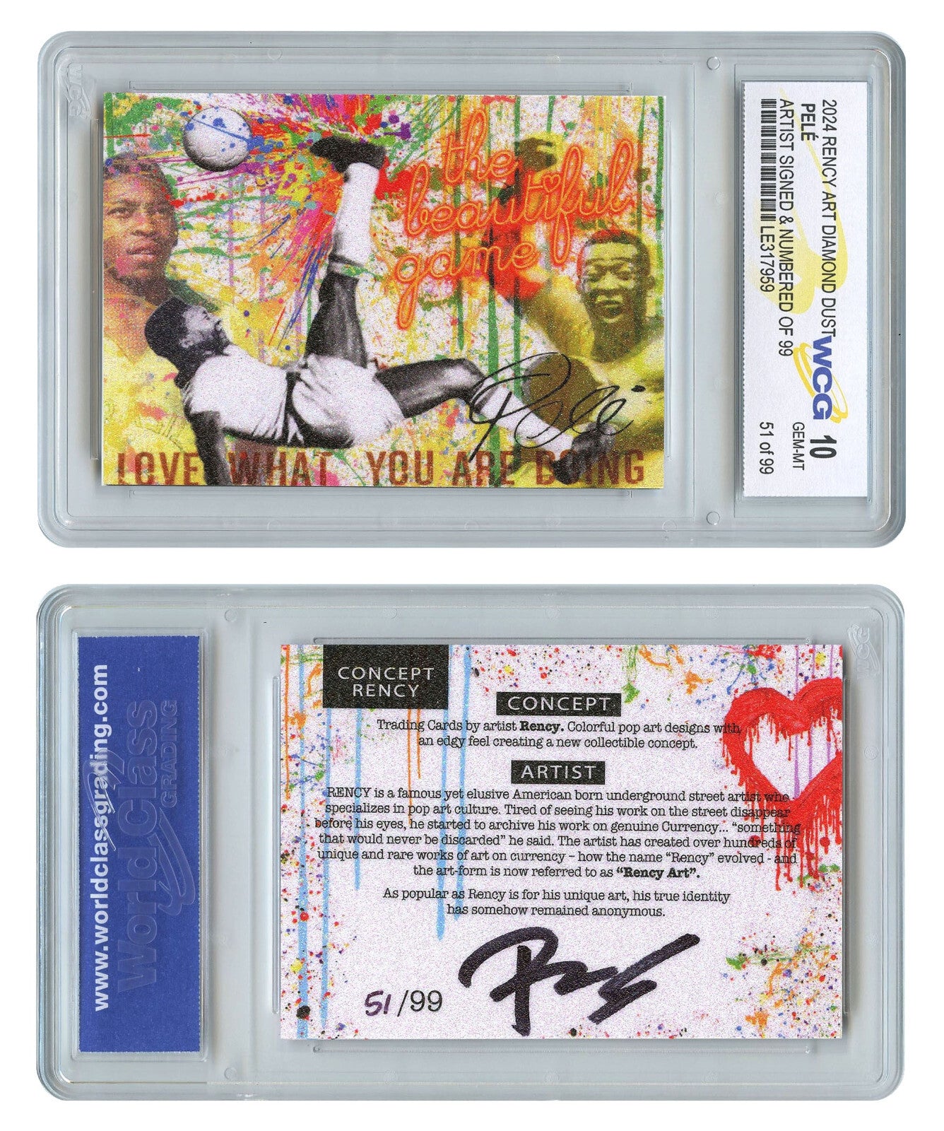 2024 Pele The Beautiful Game Trading Card Signed by Rency LTD # 99 - GEM-MINT 10-3