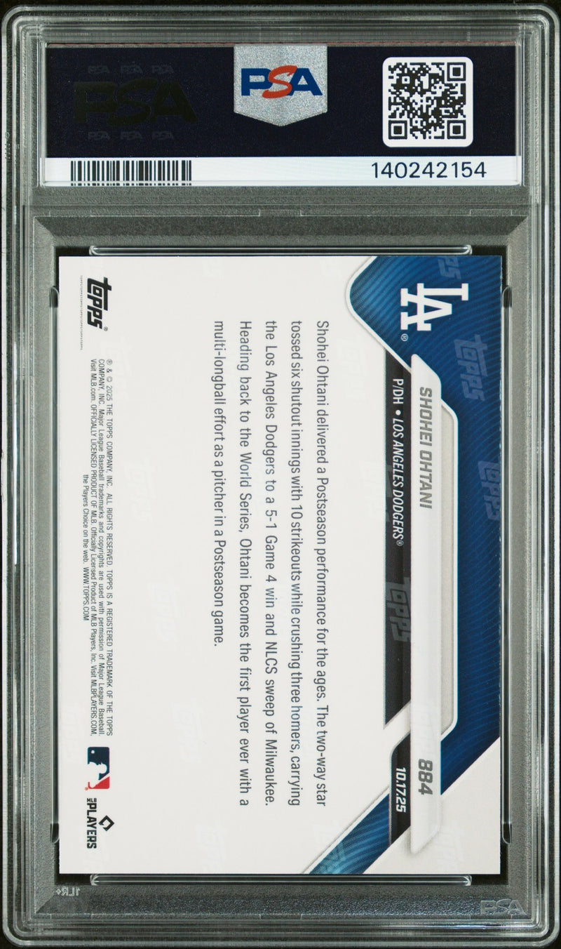 PSA 10 Shohei Ohtani Game for the Ages Dodgers #884 2025 Topps Now-2