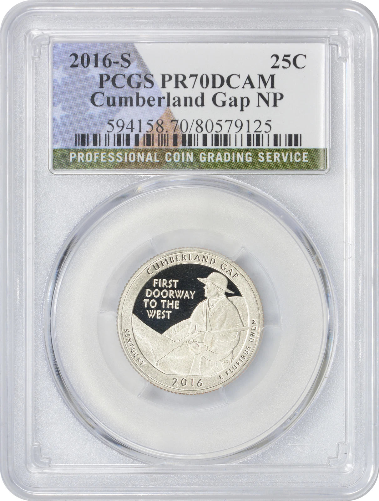 2016-S Flag Clad Cumberland ATB National Park Quarter PR70DCAM PCGS
