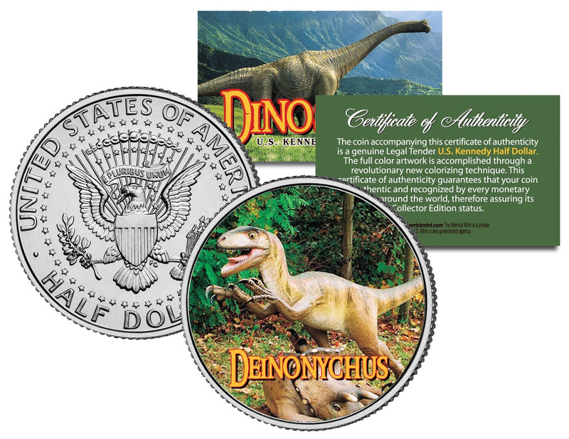 DEINONYCHUS * Collectible Dinosaur * JFK Kennedy Half Dollar U.S. Colorized Coin-1