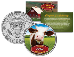 COW * Collectible Farm Animals * JFK Kennedy Half Dollar U.S. Colorized Coin-1