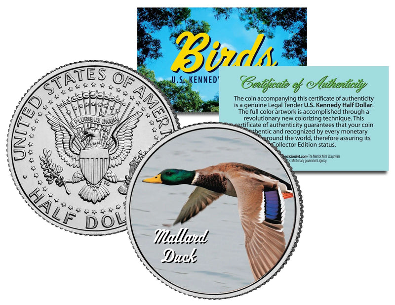 MALLARD DUCK * In Flight * BIRD JFK Kennedy Half Dollar U.S. Colorized Coin-1