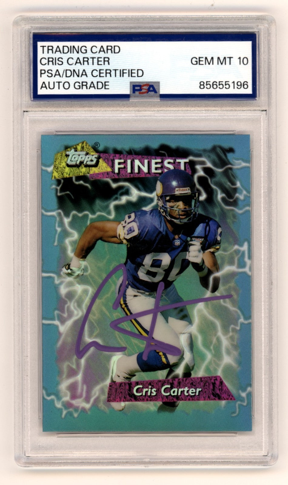Cris Carter 1995 Topps Finest Refractor 176 Signed PSA 10 Auto Minnesota Vikings-1