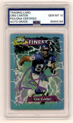 Cris Carter 1995 Topps Finest Refractor 176 Signed PSA 10 Auto Minnesota Vikings-1