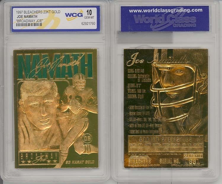 1997 JOE NAMATH NY JETS 23K Original 23K GOLD CARD - GEM-MINT 10 *Lot of 5*-1