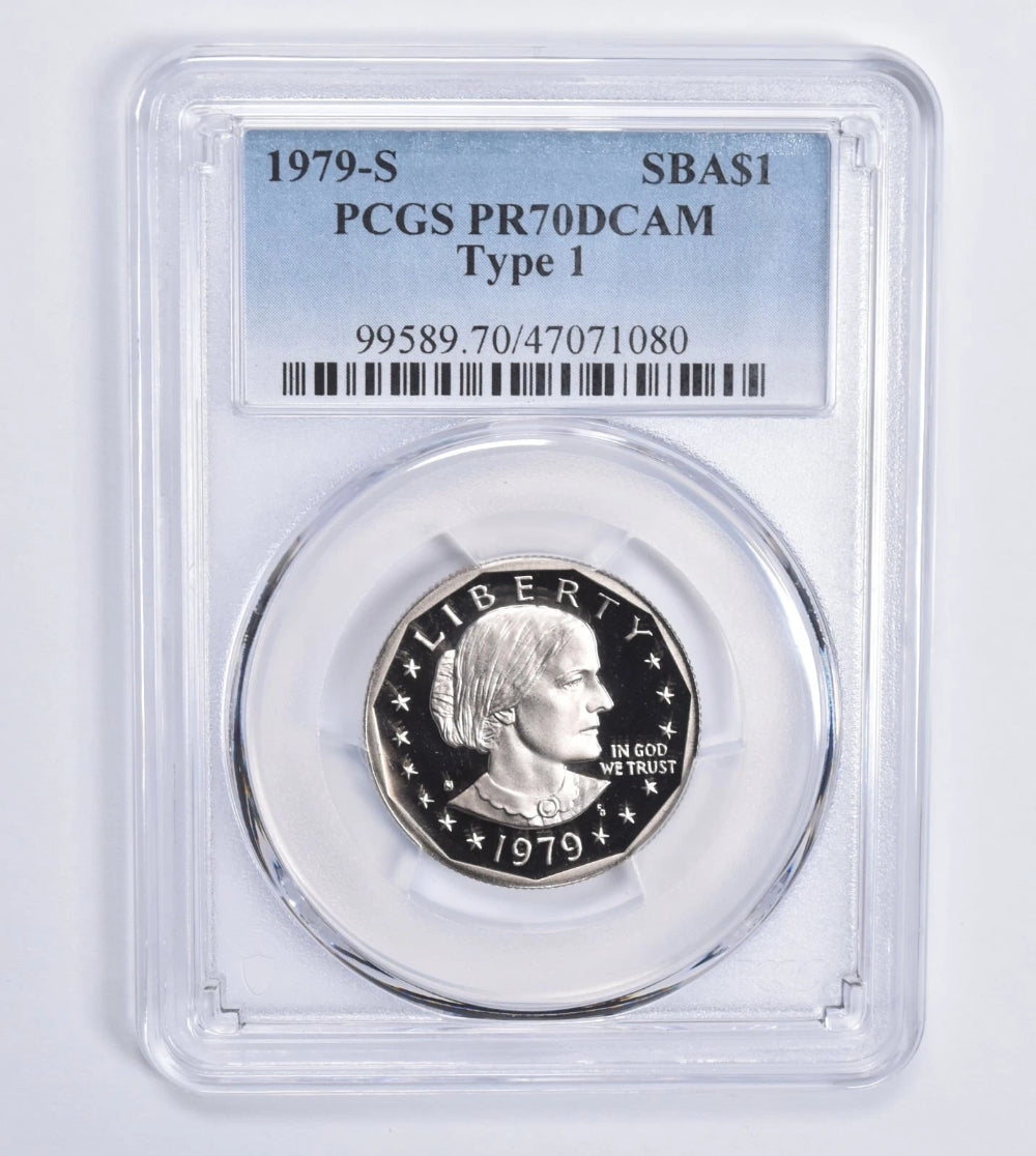 1979-S Susan B Anthony Dollar Tipo 1 PR70 DCAM PCGS Azul Lbl-4