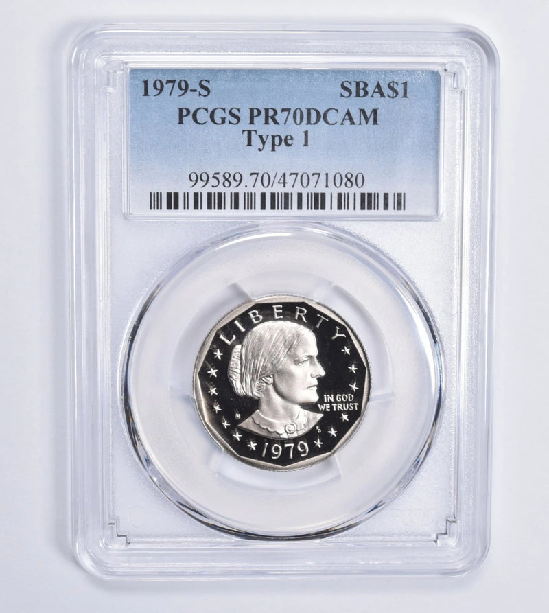 1979-S Susan B Anthony Dollar Tipo 1 PR70 DCAM PCGS Azul Lbl-4