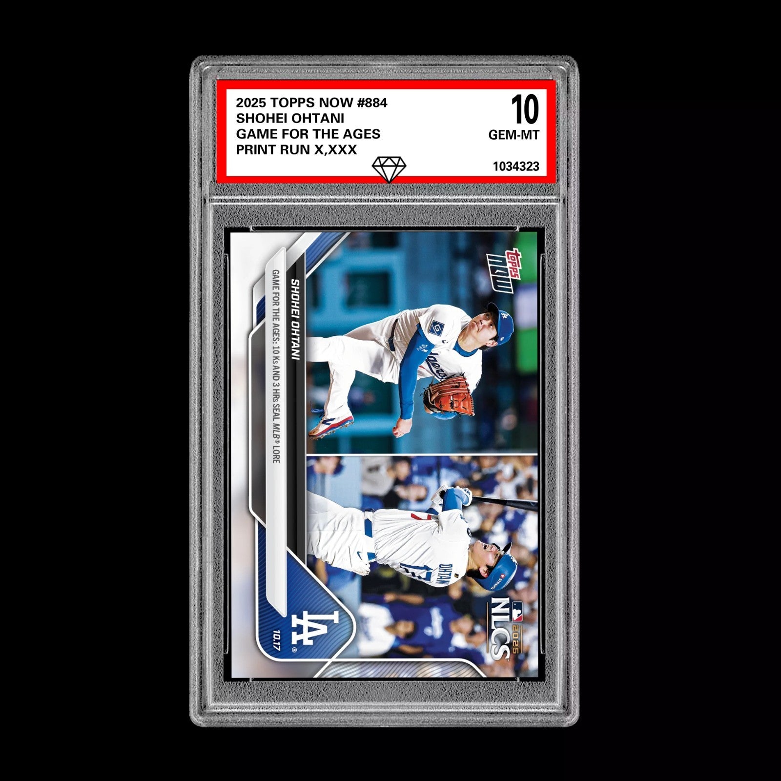 Graded 10 2025 Topps Now Shohei Ohtani 3 HR Game for the Ages 10/17 #884-1
