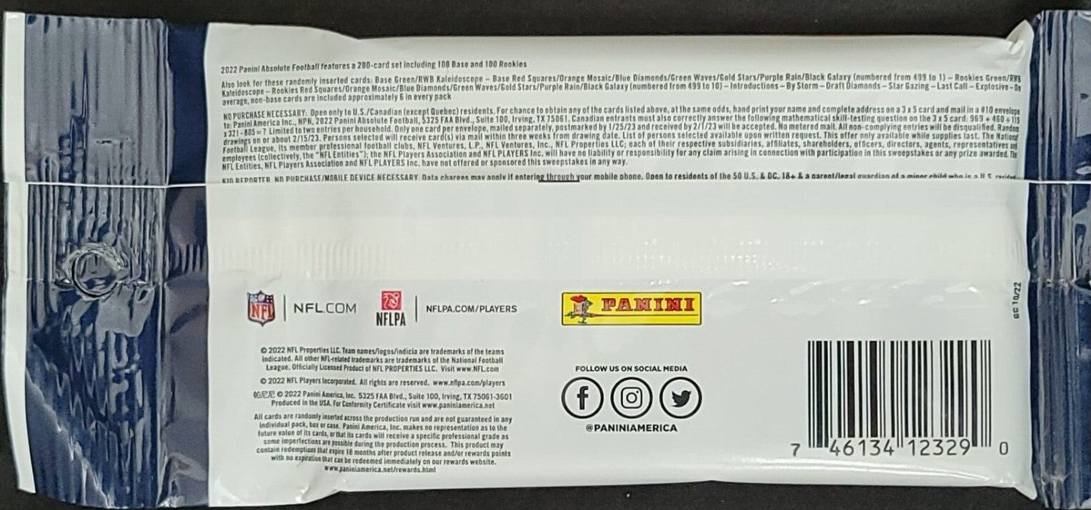 2022 PANINI ABSOLUTE NFL FOOTBALL FACTORY SEALED CELLO FAT 12 PACK BOX 240 Cards-3