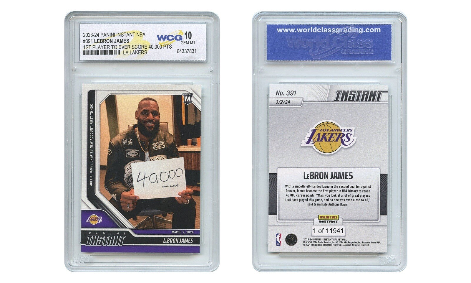 2023-24 Panini Instant NBA LeBRON JAMES #391 Historic 40,000 PTS - GEM-MINT 10-2