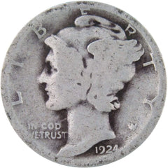 1924 Mercury Dime Circulated Silver 10c Coin Collectible-1