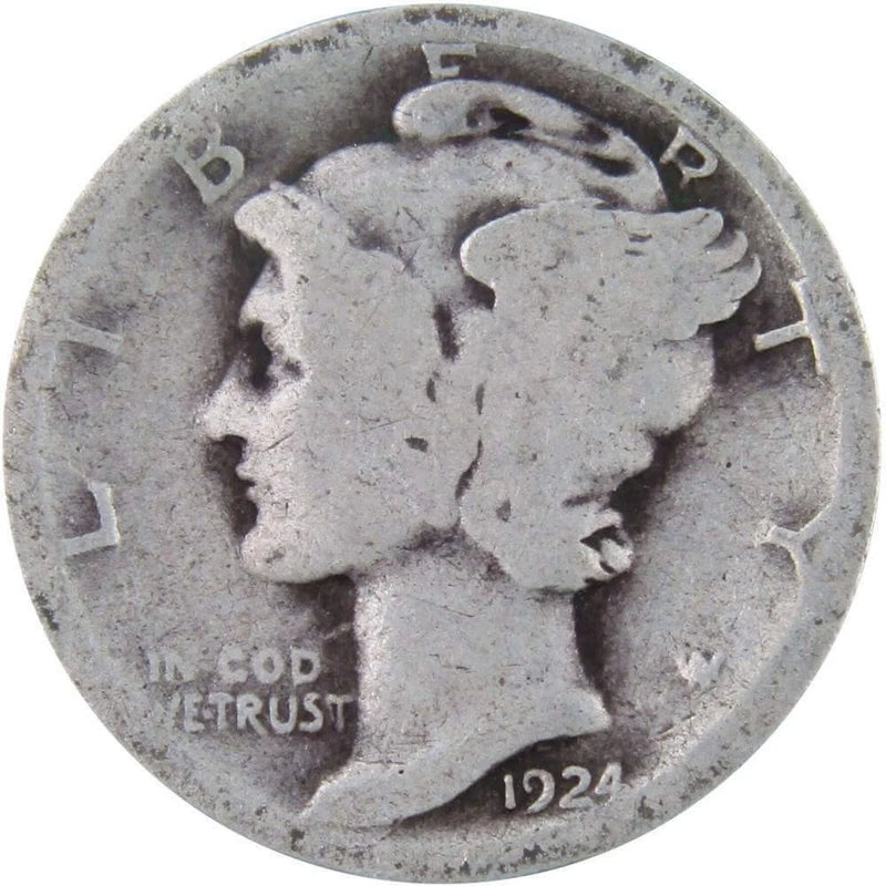 1924 Mercury Dime Circulated Silver 10c Coin Collectible-1