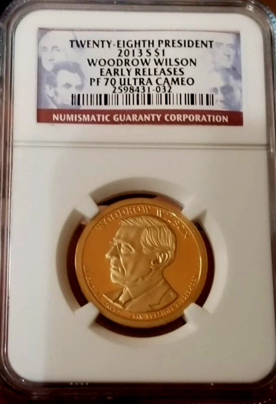 2013-P Woodrow Wilson Presidential Dollar NGC MS-68-2
