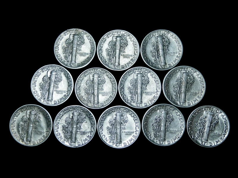 ✯ Estate Coin Lot Mercury Silver Dimes UNC+ MS++ BU ✯ 90% Silver RARE ✯-5