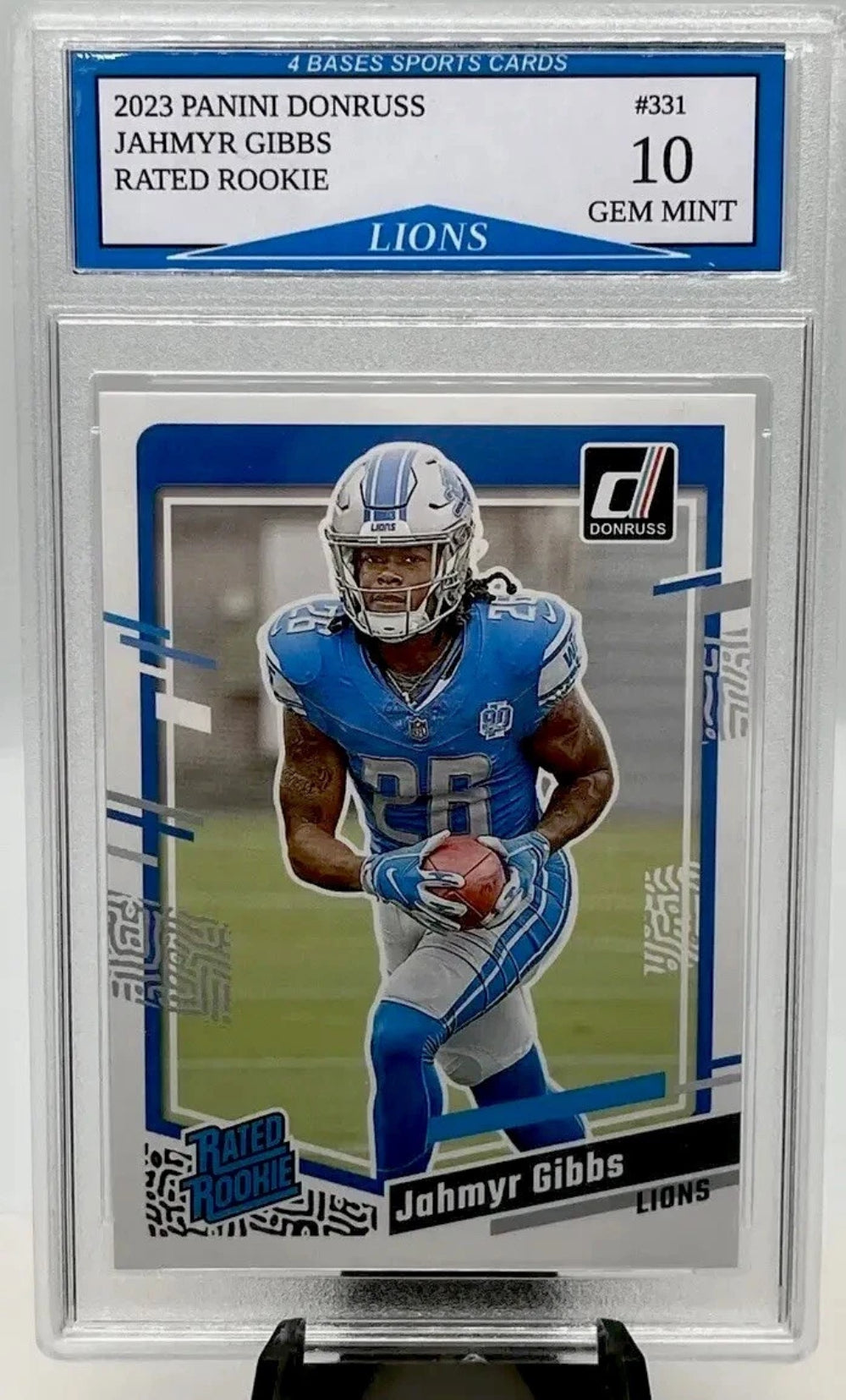 Tarjeta de novato calificada 2023 Panini Donruss Jahmyr Gibbs Lions n.° 331 Gem Mint 10.-1