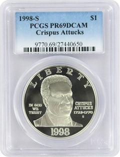 1998-S Black Patriot Crispus Attucks Silver Commemorative Dollar PR69DCAM PCGS-1