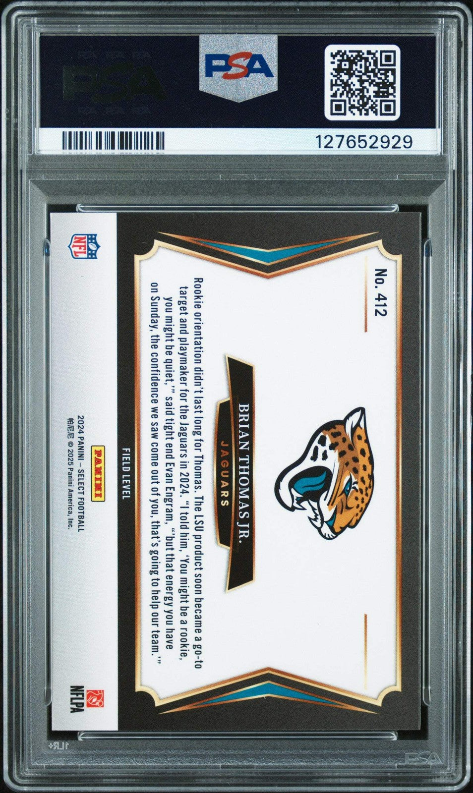 Graded 2024 Panini Select Brian Thomas Jr. #412 Rookie RC Card PSA 10 Gem Mint-2