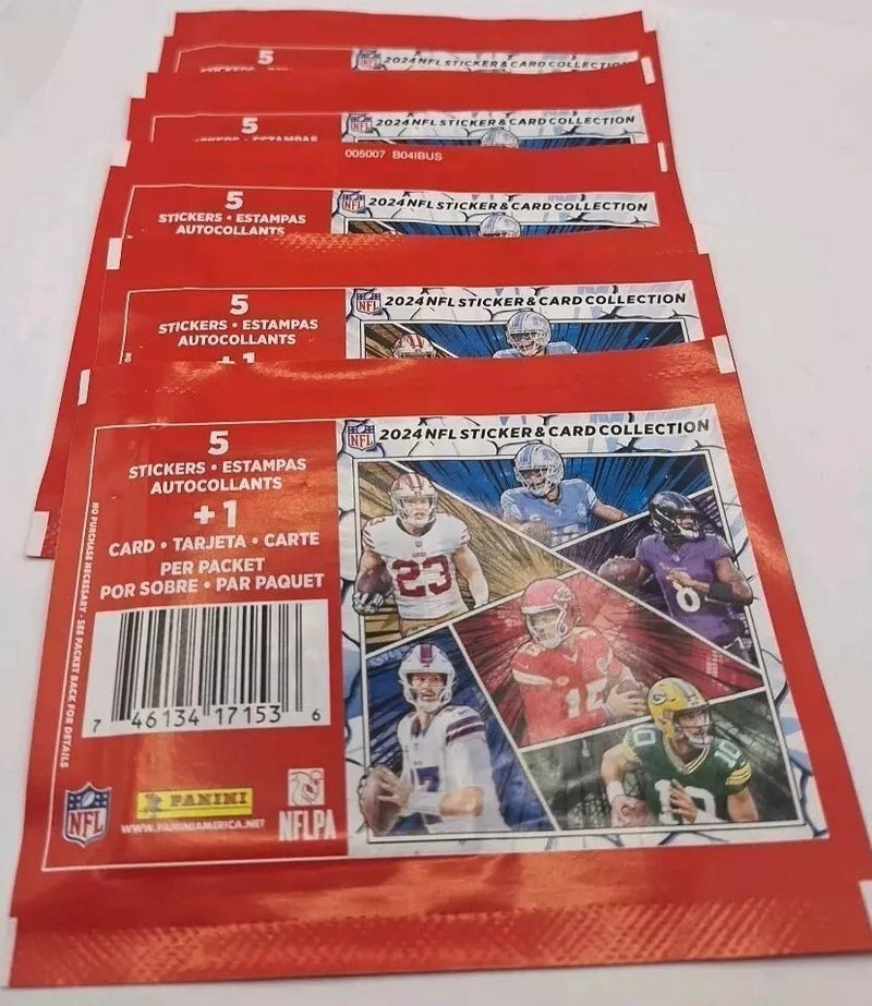 2024 Panini NFL Football Sticker Collection Box 50 Packs 250 Stickers 50 Cards-6
