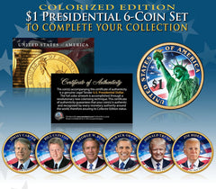 LIVING PRESIDENTS 2020-21 Presidential $1 US Dollar COLORIZED 2-SIDED 6-Coin Set-1