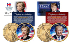 Donald TRUMP & Hillary CLINTON 2016 Presidential Golden $1 Dollar US 2-Coin Set-1