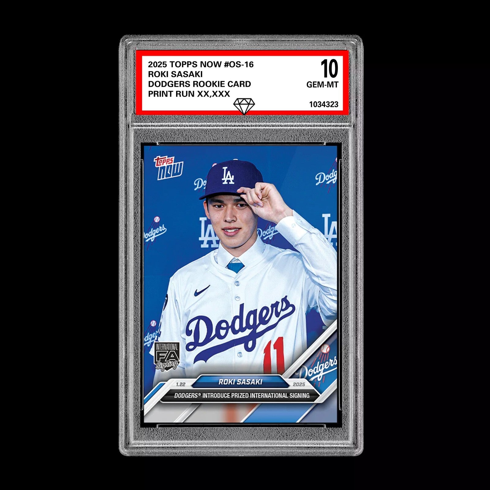 Graded 10 Roki Sasaki 2025 MLB TOPPS NOW OS-16 LA Prized Dodgers FA-1