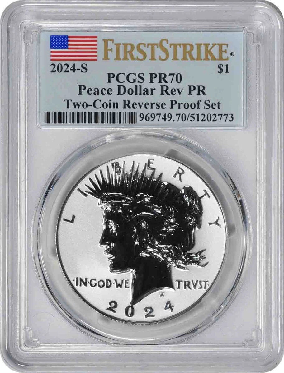 2024-S Peace Silver Dollar from Two-Coin Reverse Proof Set PR70 FS PCGS-1