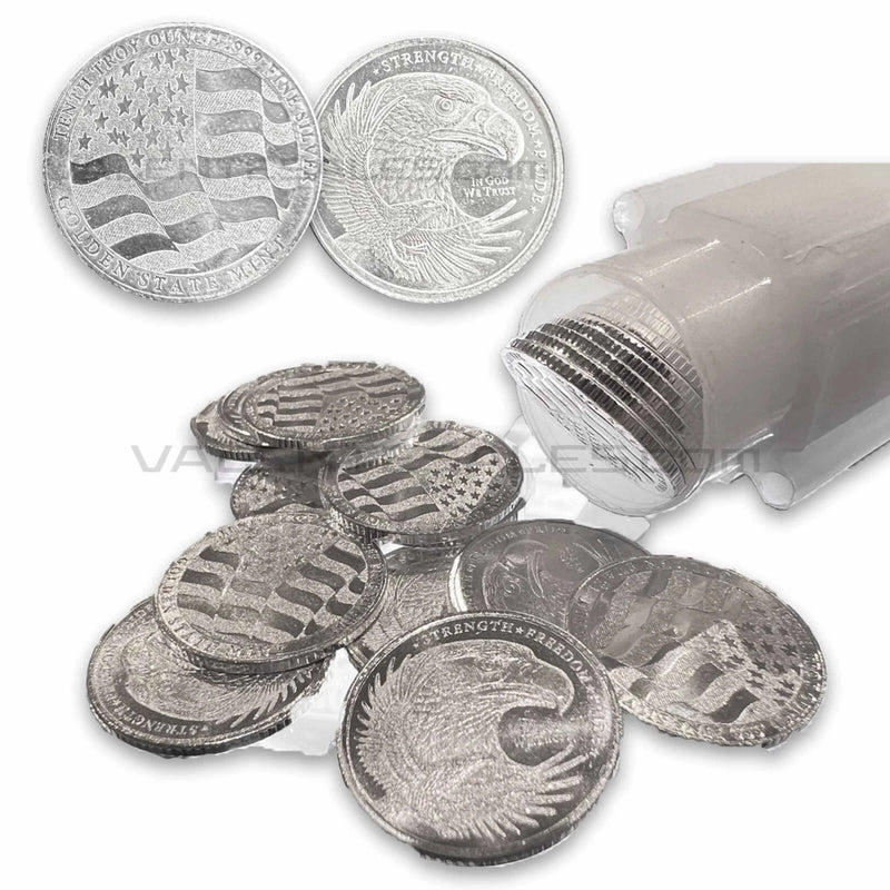 Lote de 10 x 1/10 oz de plata águila doble ronda de décima-6