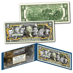 GANGSTERS Genuine U.S. $2 Bill - Luciano, Dillinger, Siegel, MGK, Floyd, Capone-2